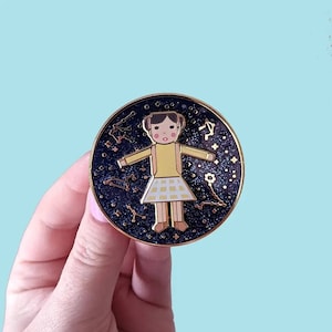 Cosmos Girl Spinner Enamel Pin in Gold Hard Enamel