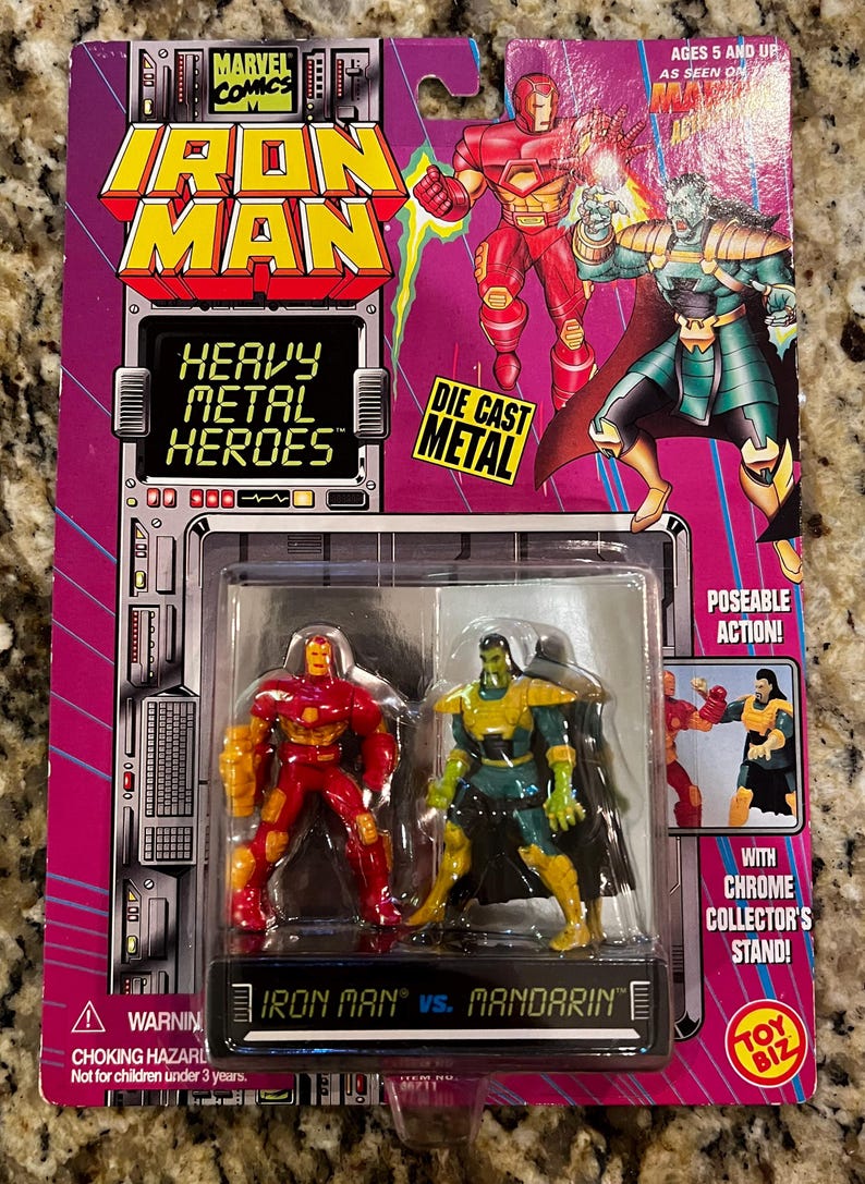 ToyBiz: Heavy Metal Heroes Die Cast Iron Man vs Mandarin Action Figure Set (1994) image 1