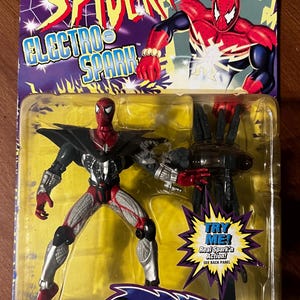 スパイダーマンElectro-SPARK 4体セット☆1997年製☆美品 1997 Spider-Man Animated Series ELECTRO-SPARK SHOCK ACTION