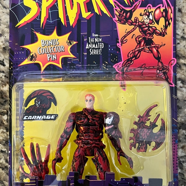 ToyBiz: Figura de acción de Carnage Unleashed de Spider-Man (1995)