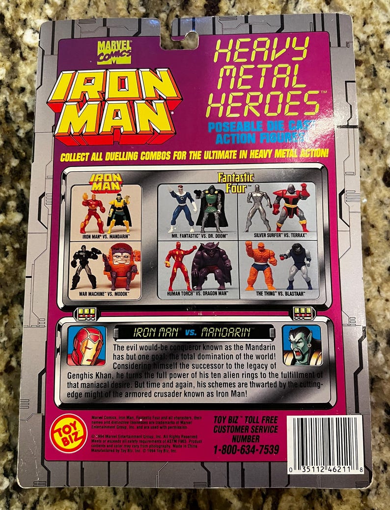 ToyBiz: Heavy Metal Heroes Die Cast Iron Man vs Mandarin Action Figure Set (1994) image 2