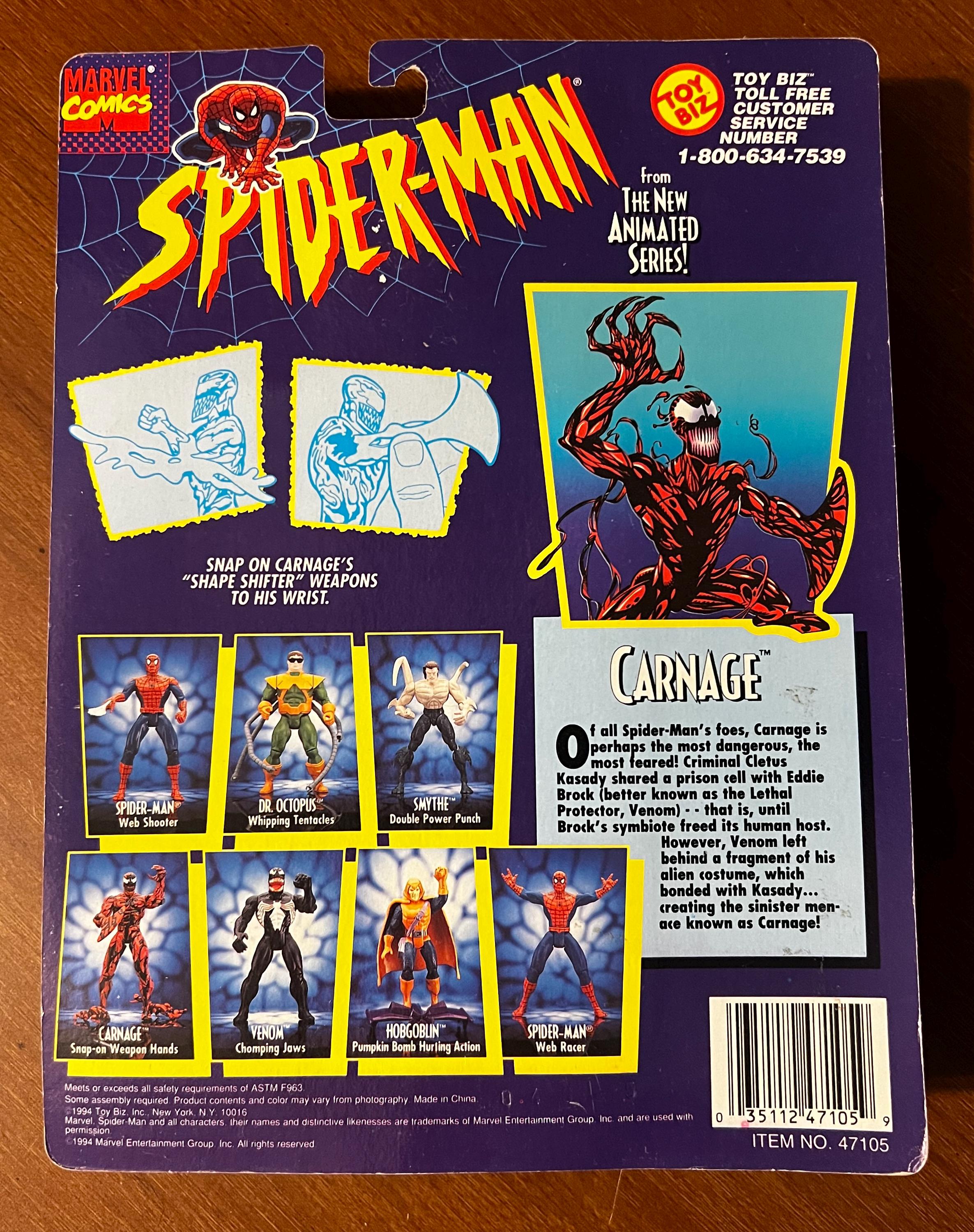 Toybiz: Spider-man's Carnage Action Figure (1994) - Etsy