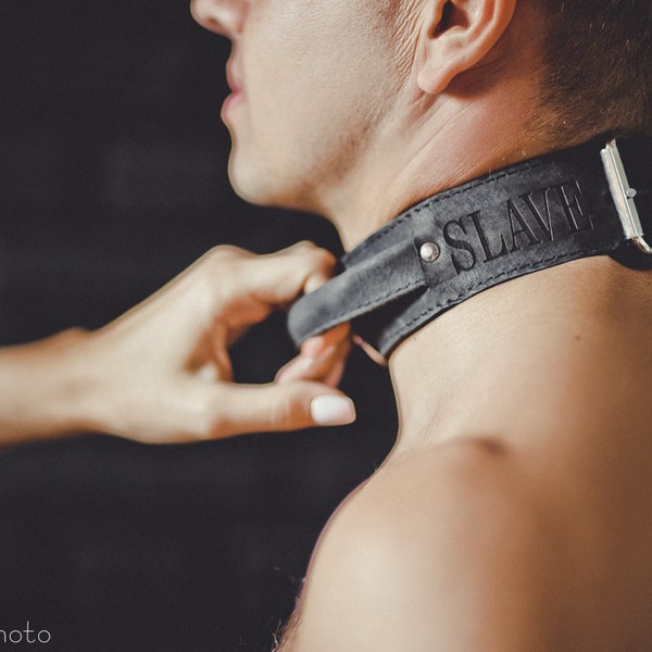 Personalized BDSM Collar - Submissive Leather Collar - Bdsmcollar Day Collar