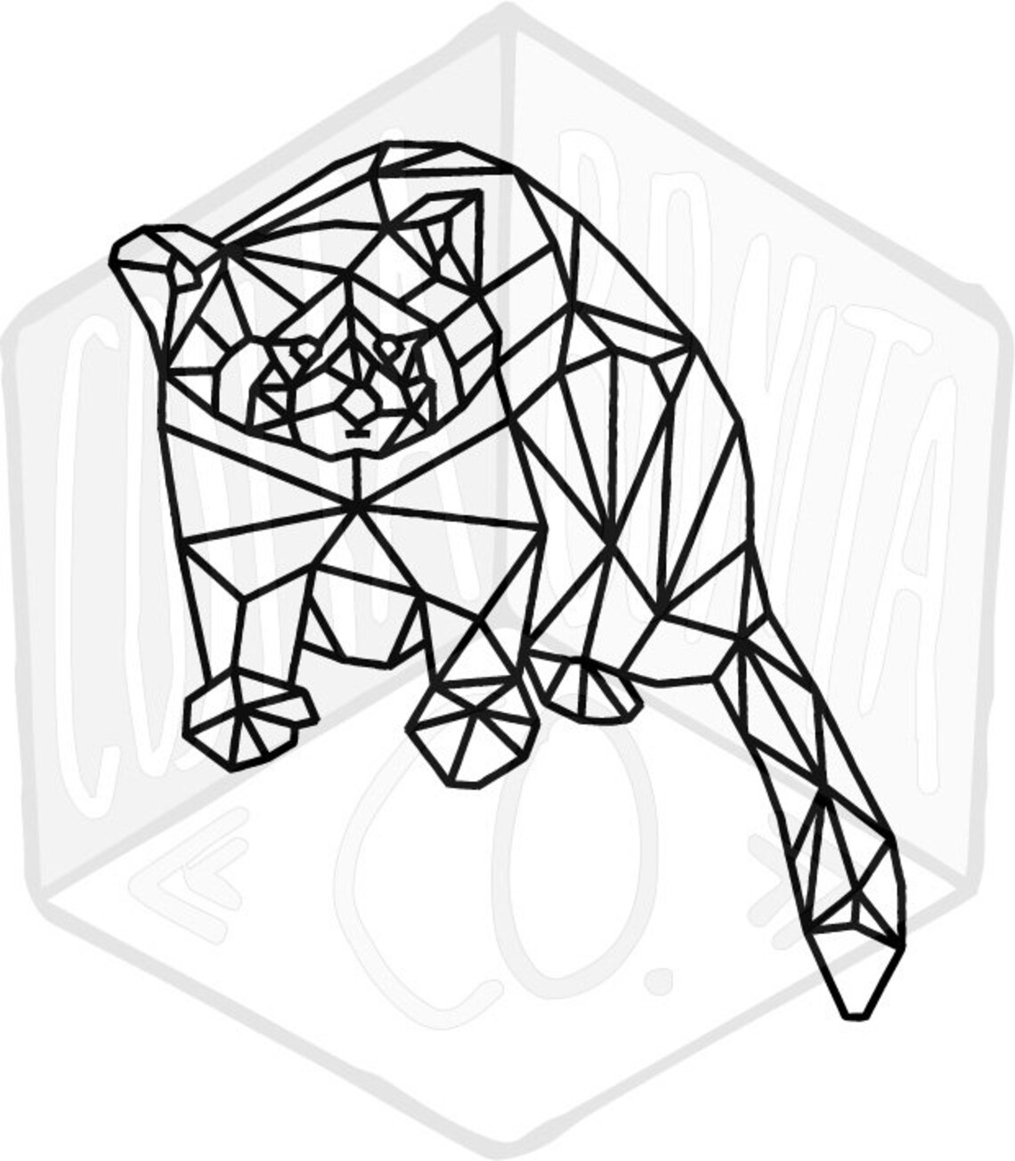 Panda Mono Graph Geometric Red Panda - Polygonal Vector File - Etsy