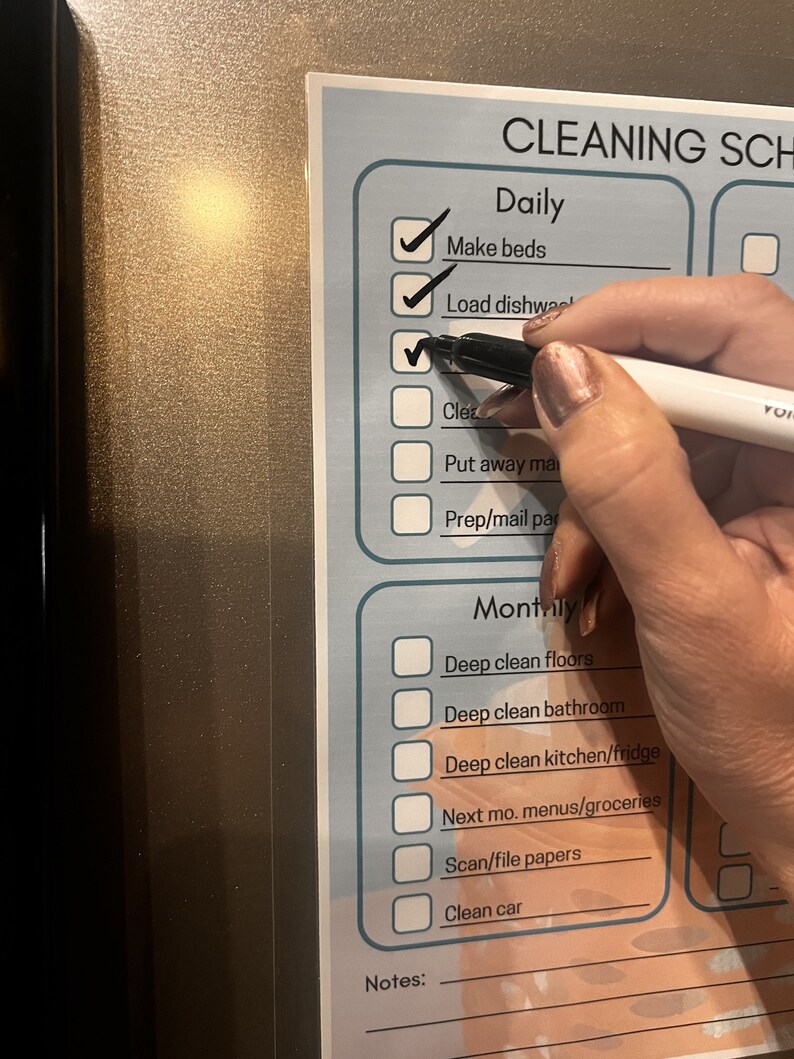 Personalized Cleaning Schedule Laminated Dry Erase Checklist Etsy