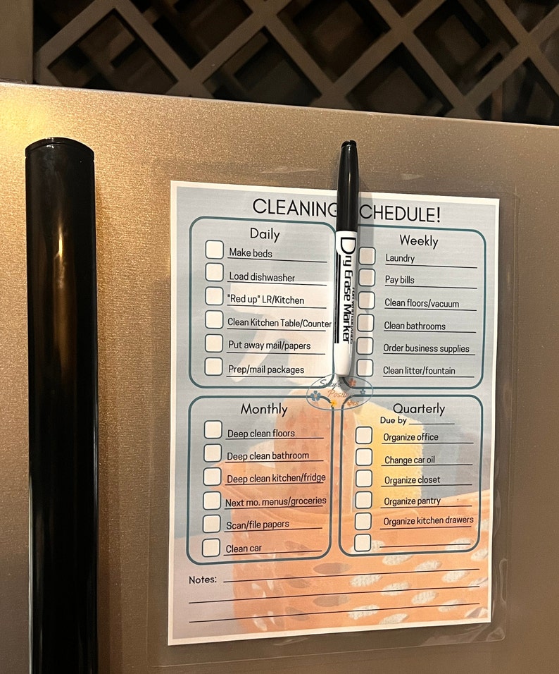 Personalized Cleaning Schedule Laminated Dry Erase Checklist Etsy