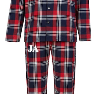 Christmas/festive family tartan matching pyjamas with free personalisation! Children&#39;s available too!