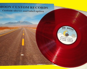 Create your own 12 inch vinyl 33 R.P.M. RED coloured vinyl LP record - from your mixtape/playlist/files- jacket, labels & extra time option