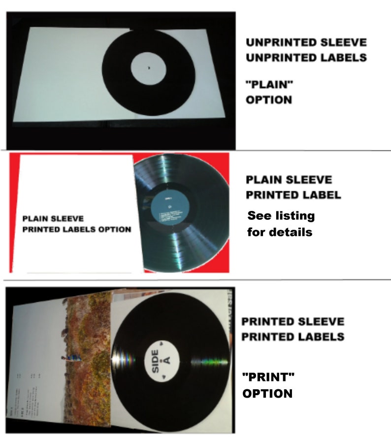 Create/Make your own 12 inch 30cm black vinyl 33 RPM custom vinyl LP printed cover & labels option your mixtape/playlist. 30-54 mins image 8