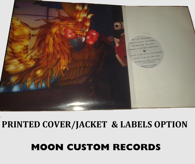 Create/Make your own 12 inch 30cm black vinyl 33 RPM custom vinyl LP printed cover & labels option your mixtape/playlist. 30-54 mins image 2