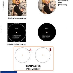 Create/Make your own 12 inch 30cm black vinyl 33 RPM custom vinyl LP printed cover & labels option your mixtape/playlist. 30-54 mins image 9