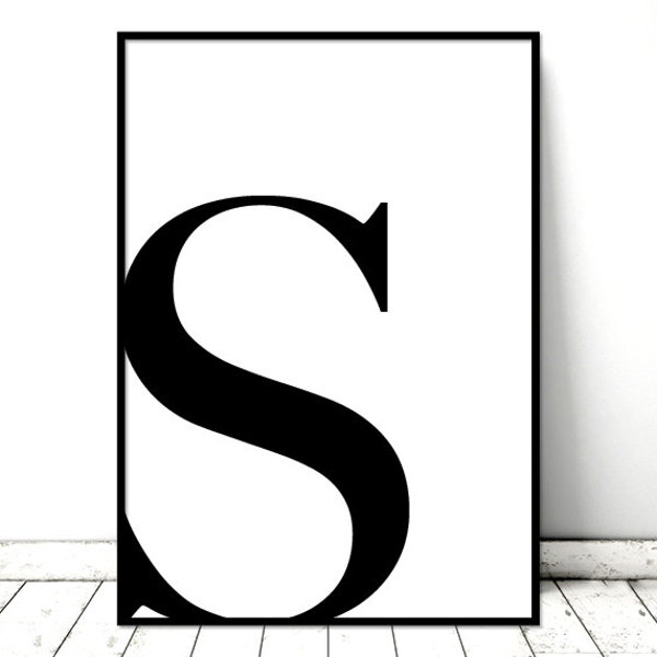 Druckbares Kunstposter "Buchstabe S" Anfangstyp Schriftzug. Ausdruckbar *INSTANT DOWNLOAD PDF* A2, A3, A4, größenverschließbar