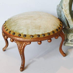 Pale Aqua Victorian Footstool/Plateau Antique image 1