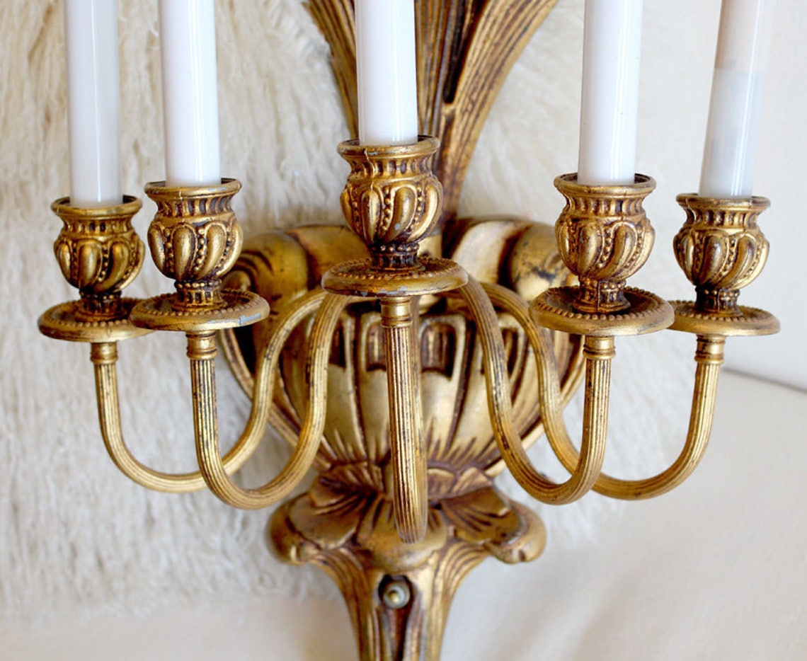 Antique Wall Candelabra Sconce Chandelier Gorgeous Details - Etsy