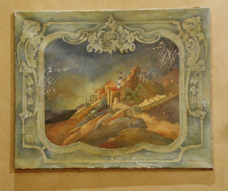 Antique Incredible Architectural Painting Mercier Italy European Landscape Oil image 4