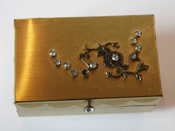 Small Rhinestone Encrusted Boudoir Jewel Box Anti… - image 3