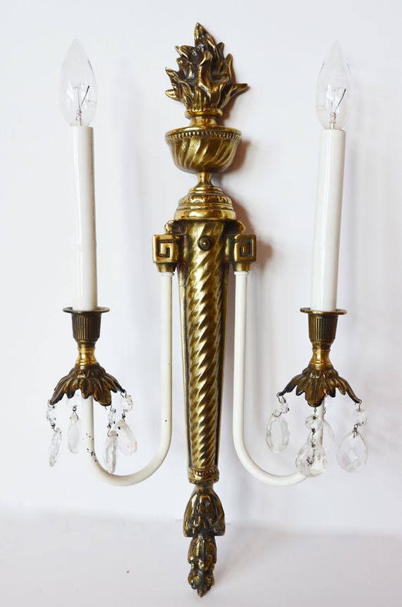 Antique French Pair Electric Two Tone Wall Sconces - image 3