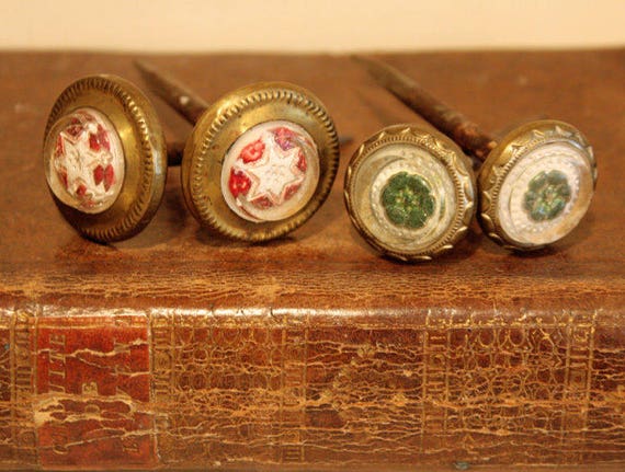 1800s French Set of Four Millifiori TieBack Nails… - image 1