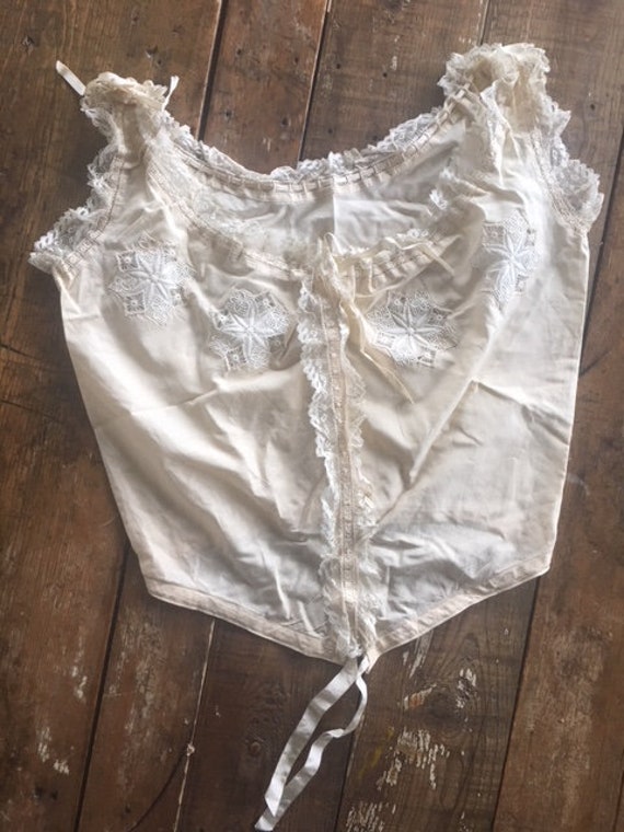 Lovely French Antique Lingerie Camisole Handmade L
