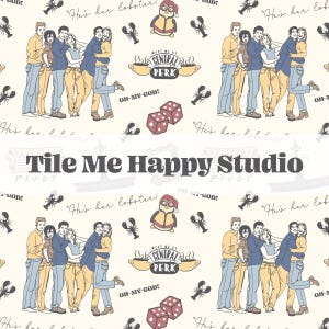 Freunde 90er Jahre Sitcom Seamless Pattern Sich wiederholende PNG Hintergrund Oberfläche Digitaler Download Rachel Ross Joey