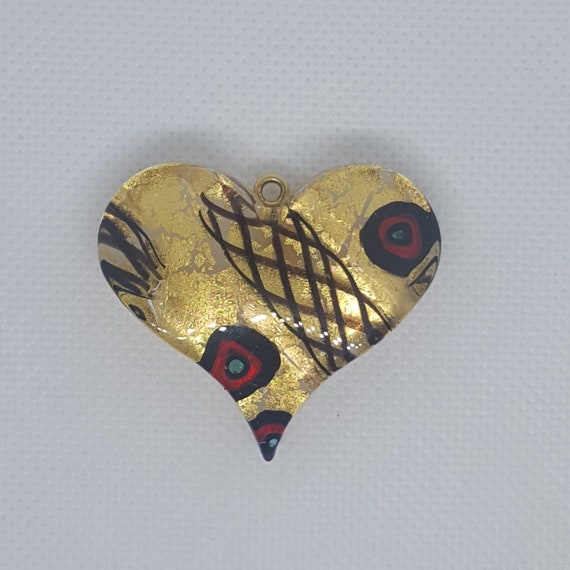 Fused Glass Heart gold foil Pendant (no chain) - image 1