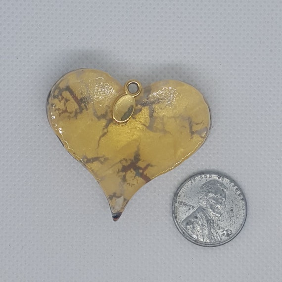 Fused Glass Heart gold foil Pendant (no chain) - image 2