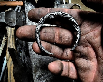 Hand forged iron moon charm