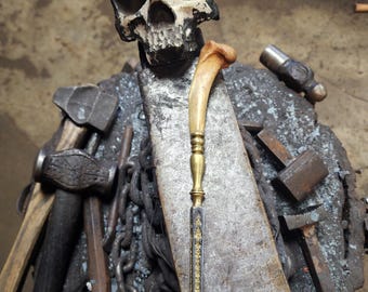 Hand Forged Ornamental Misericorde: Bone Handle, Alchemist Steel