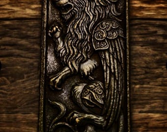 Brass Manticore Charm: Fantasy Pendant, Handmade