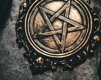 Brass Pentagram Charm: Witchcraft Pendant, Handmade