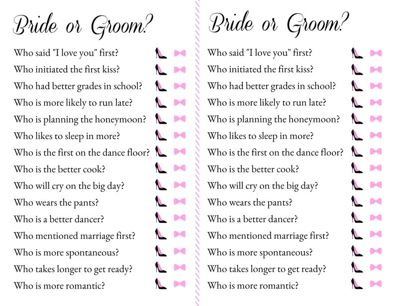 Bridal Shower Engagement Party Games Printable Download - Etsy