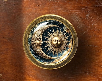 Sun & Moon  knobs Handmade Vintage Antique Dresser Knobs Pulls Handles Handmade Furniture Knobs Cabinet Knobs DIY Pulls Furniture Hardware