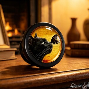 Black Cat Butterfly Glass Drawer Knobs, Vintage Cabinet Pulls, Zinc Alloy Hardware