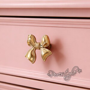 Bow Solid Brass Cabinet Knob: Modern Dresser Pull, Cabinet Hardware, Furniture Decor