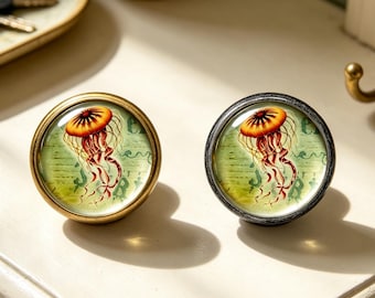 Boutons de meubles rétro en forme de méduse, boutons de commode vintage faits main, poignées, boutons de meubles personnalisés, boutons d'armoire, poignées à faire soi-même, quincaillerie pour meubles