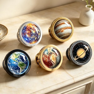 Solar System Planet Cabinet Knobs, Galaxy Space Drawer Pulls, Astronomy Decor Furniture Knob for Kids Bedroom Dresser Cupboard Hardware