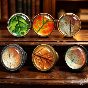 Tiradores de armario con forma de hojas de otoño de estilo vintage, tiradores de cajón con forma de hojas de otoño, tiradores de cómoda con motivos botánicos naturales, herrajes rústicos para armarios y vestidores.
