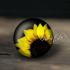 Sunflower Glass cabochon,Handmade Photo Glass Cabochon, Round cabochons, Cabs Cabochons, Image Glass Cabochon,Glass cabochons,Dome cabochons