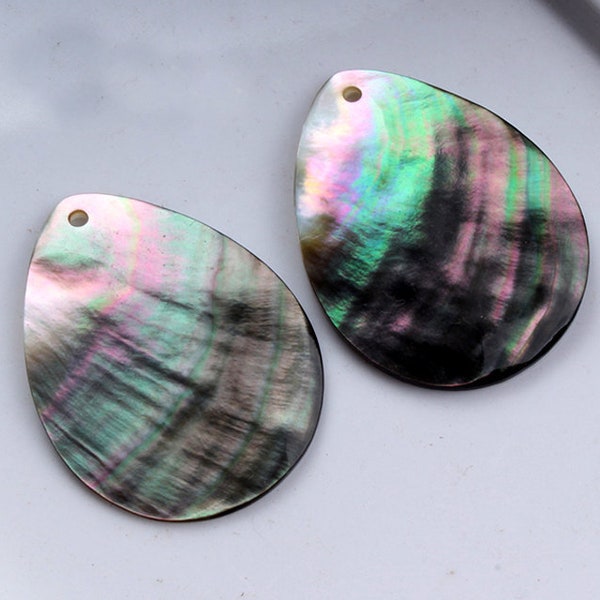 10pcs 30x40mm Black Mother of Pearl Shell Water Drop Shape Charm Pendants, Natural Mother of Pearl Beads, Mother of Pearl MOP, TR194