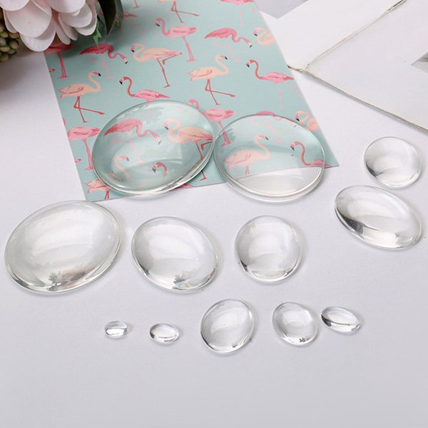 Oval Clear Glass Cabochon Dome Flat Back Magnify Transparent Domes,Oval Clear Glass Cabochons Wholesale,Crystal Clear Colorless Glass