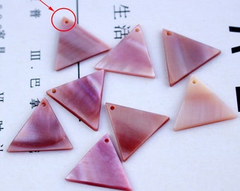 10pcs 18mm Single Hole Triangle Natural Pink Mother of Pearl Shell, Natural Mother of Pearl Beads, Beads Charms Pendants TR265