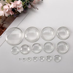 Circle Clear Glass Cabochon Dome Flat Back Magnify Transparent Domes,Round Clear Glass Cabochons Wholesale,Crystal Clear Colorless Glass