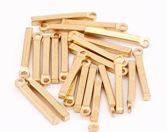 20pcs Brass Minimalist Bar Charms - Minimalist Bar Shaped Raw Brass Pendants - Earring Findings - Jewelry Supplies,Raw Brass Findings 7747