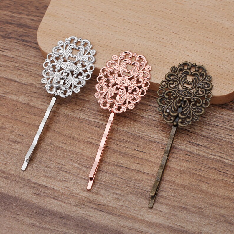 5725 Hair pin Blank with 24x31mm Flower Pad Bobby Pins Hair Clips 20pcs Blank Flower Hair Pins,Brass Hair Clip Blank Hair Clip Barrette