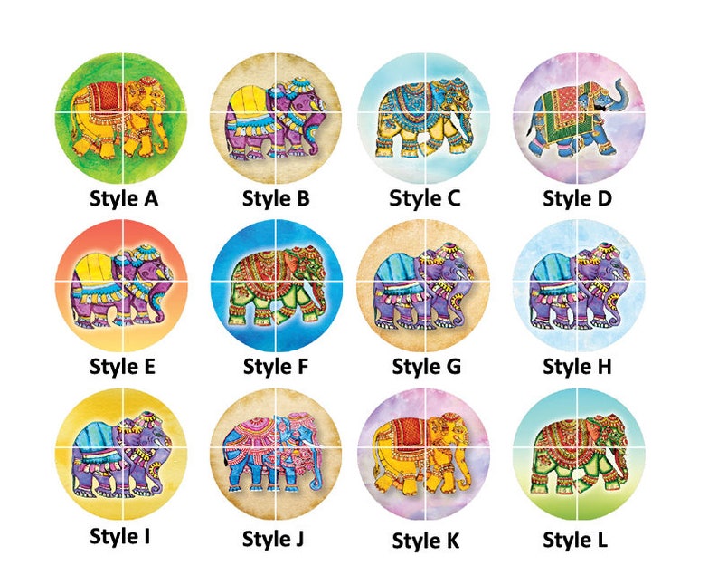 Elephant,Handmade Photo Glass Cabochon,Round cabochons,Cabs Cabochons,Image Glass Cabochon,glass cabochons,Dome cabochons