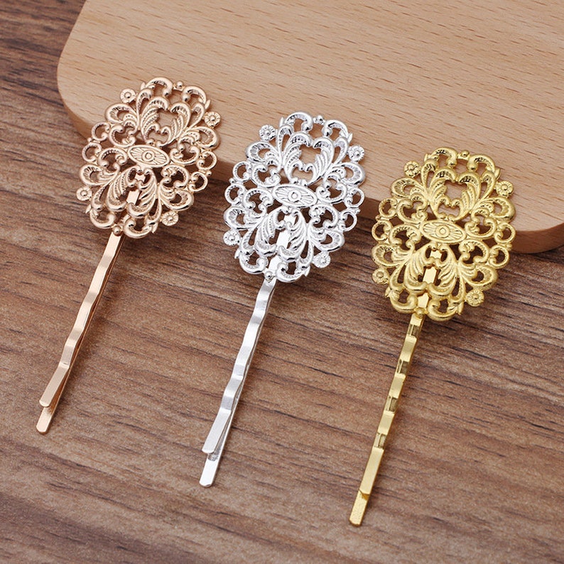 5725 Hair pin Blank with 24x31mm Flower Pad Bobby Pins Hair Clips 20pcs Blank Flower Hair Pins,Brass Hair Clip Blank Hair Clip Barrette