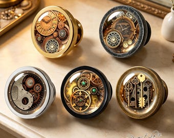 Steampunk Gear Clockwork Cabinet Knobs,Vintage Mechanical Drawer Pulls,Industrial Dresser Knob,Victorian Clock Gear Furniture Hardware Decor