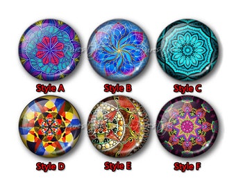 Mandala Glass Cabochon,Handmade Photo Glass Cabochon, Round cabochons, Cabs Cabochons, Image Glass Cabochon, glass cabochons, Dome cabochons