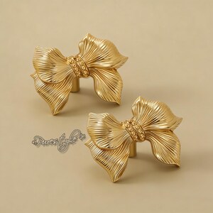 Bow Solid Brass Cabinet Knob: Modern Dresser Pull, Cabinet Hardware, Furniture Decor