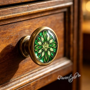 Green mandala knobs Handmade Vintage Antique Dresser Knobs Pulls Handles Handmade Furniture Knobs Cabinet Knobs DIY Pulls Furniture Hardware